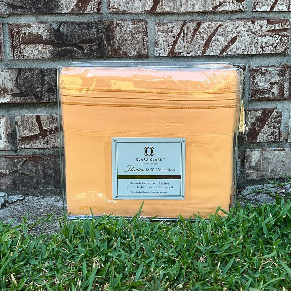 NEW 1800 Thread Count: APRICOT Color, Deep Pockets, Premier 4 Piece Bed Sheet